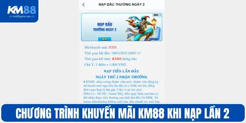 Chương trình khuyến mãi KM88 khi nạp lần 2 